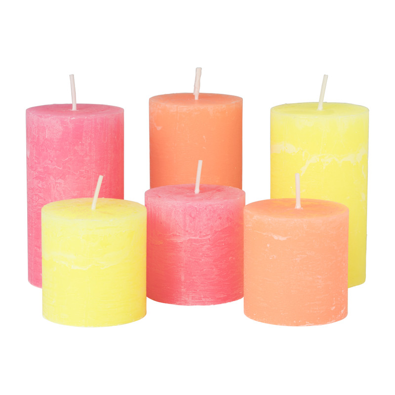 Neon kaars klein - roze - ø 6.8 x 7 cm