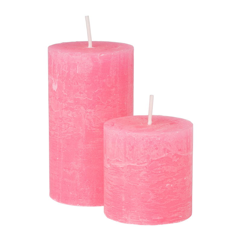 Neon kaars groot - roze - ø 6.8 x 12 cm