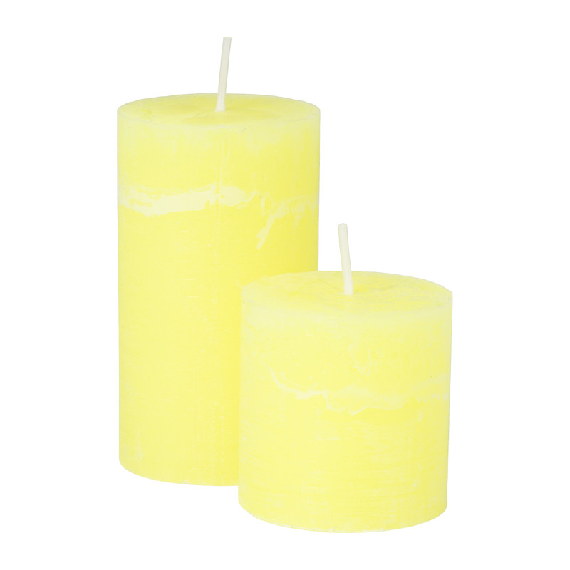 Neon kaars groot - geel - ø 6.8 x 12 cm