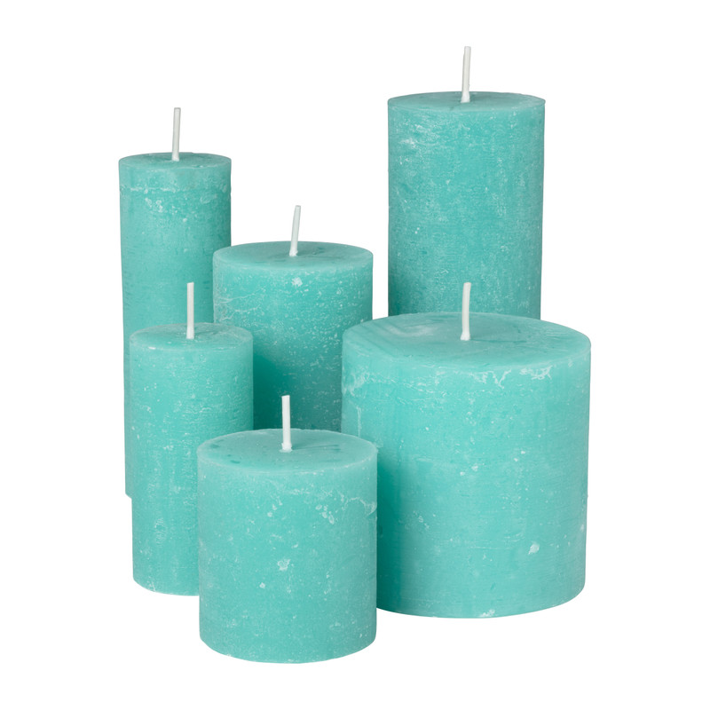 Kaars rustiek - groen - ø10x10 cm