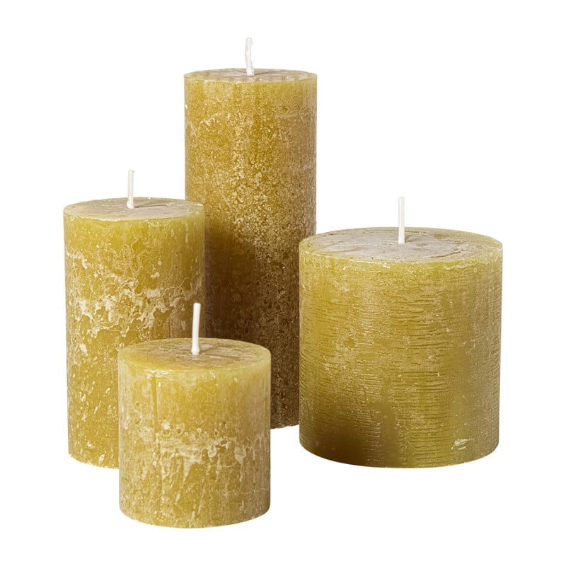 Kaars rustiek - olijfgroen - ø10x10 cm