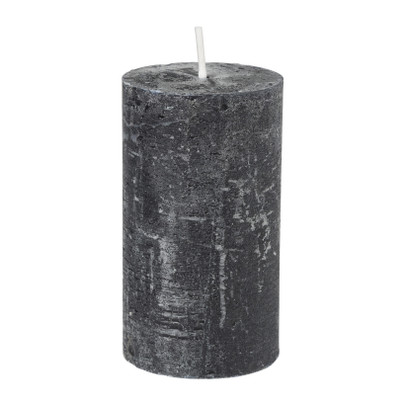 Kaars rustiek - zwart - ø7x12 cm