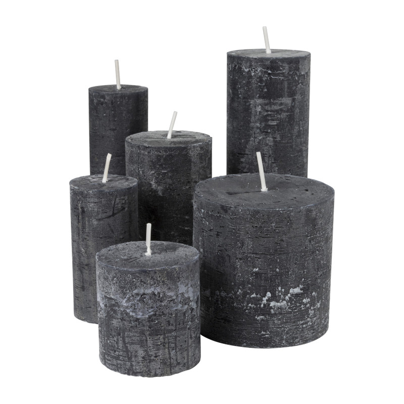 Kaars rustiek - zwart - ø7x12 cm