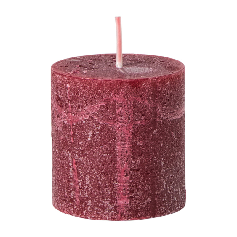 Kaars rustiek - bordeauxrood - ø7x7 cm