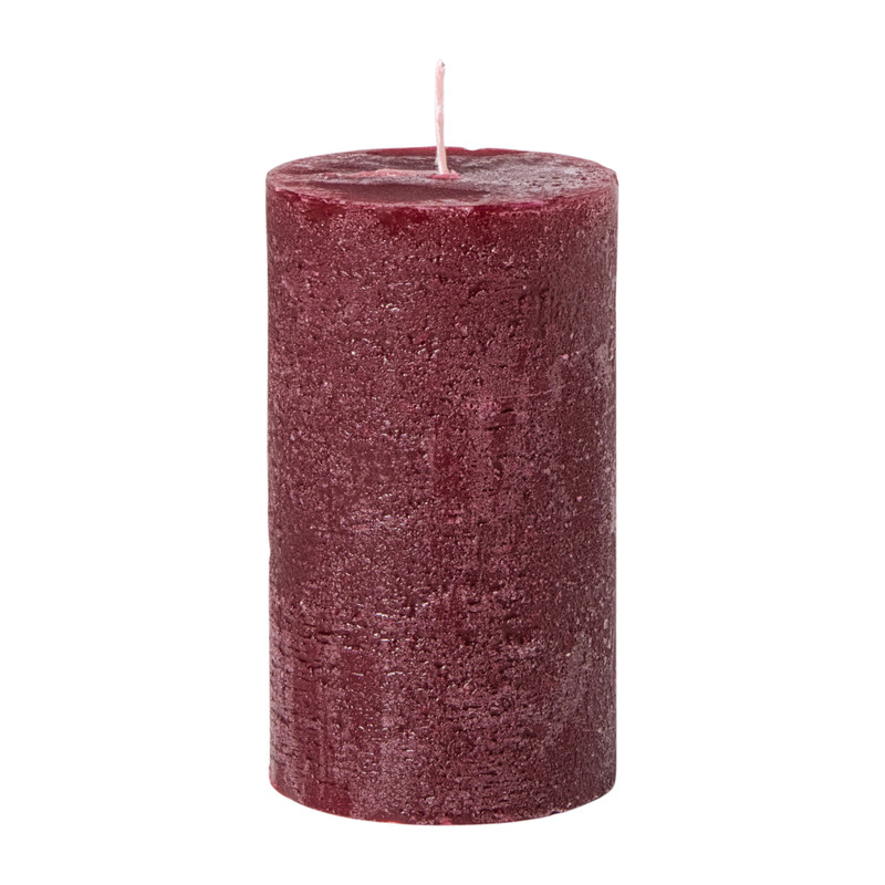 Kaars rustiek - bordeauxrood - ø7x12 cm