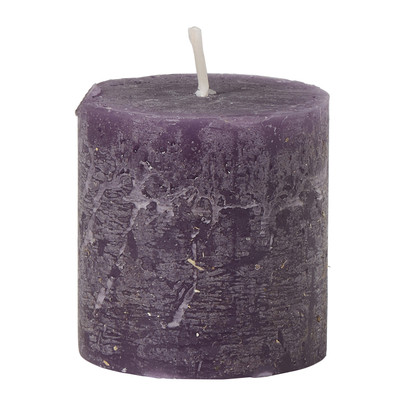 Kaars rustiek - paars - ø7x7 cm