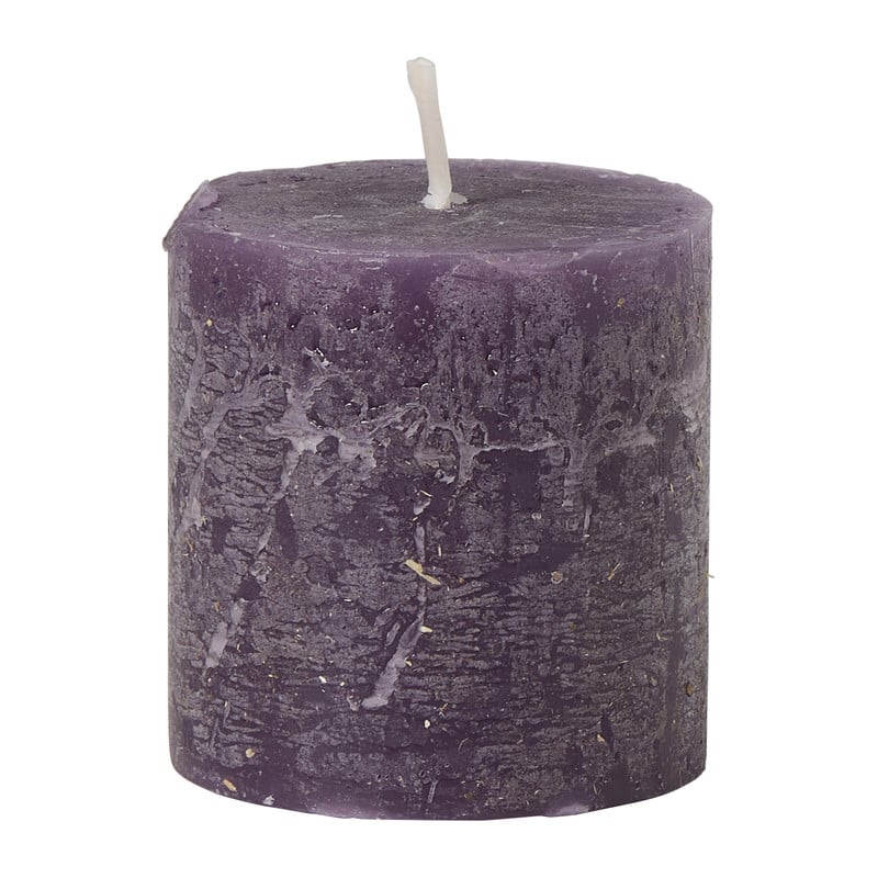 Kaars rustiek - paars - ø7x7 cm