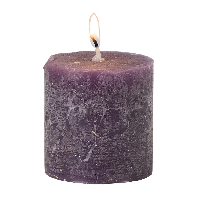 Kaars rustiek - paars - ø7x7 cm