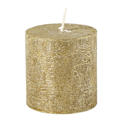 Kaars rustiek - goud - ø7x7 cm 