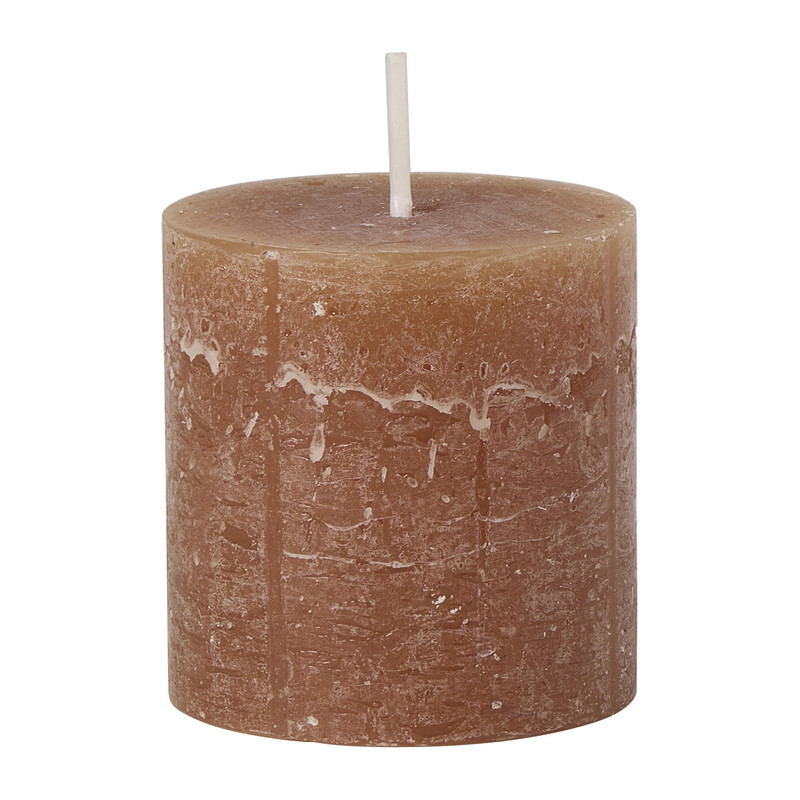 Kaars rustiek - bruin - ø7x7 cm