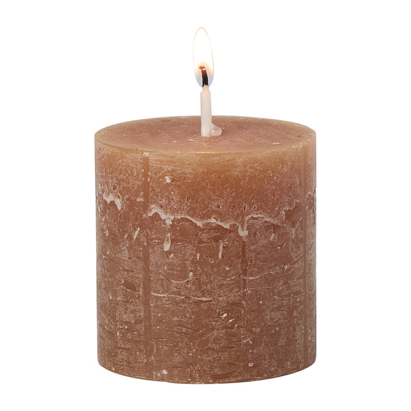 Kaars rustiek - bruin - ø7x7 cm
