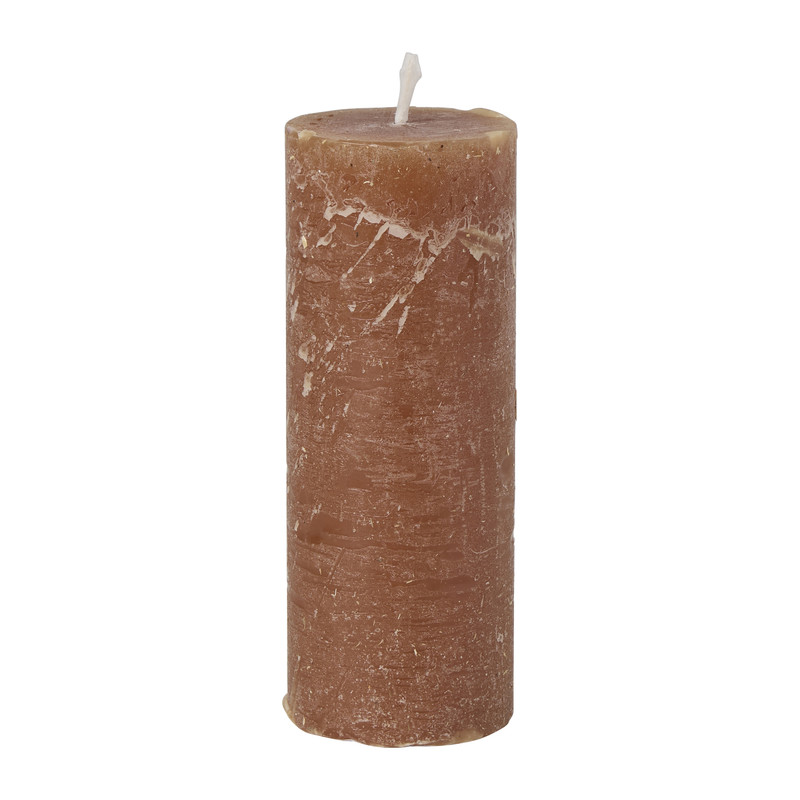 Kaars rustiek - bruin - ø7x18 cm