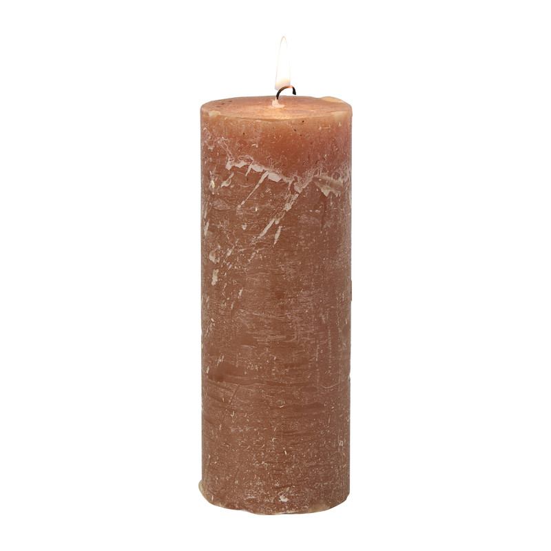 Kaars rustiek - bruin - ø7x18 cm