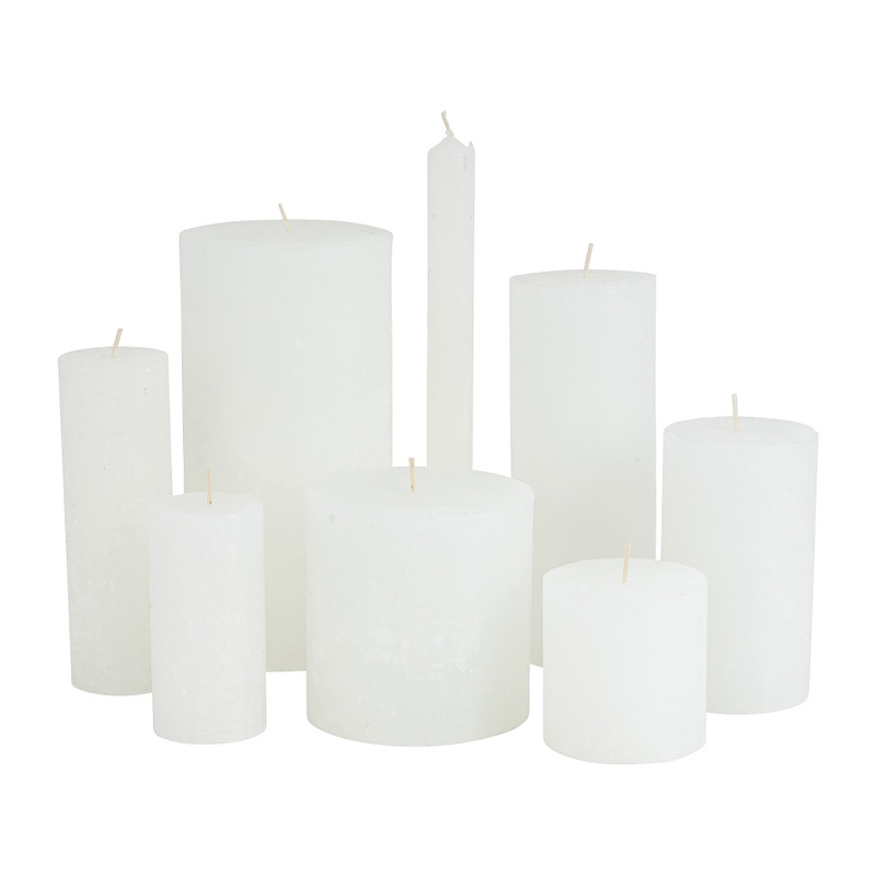 Kaars rustiek - wit - ø15x5 cm