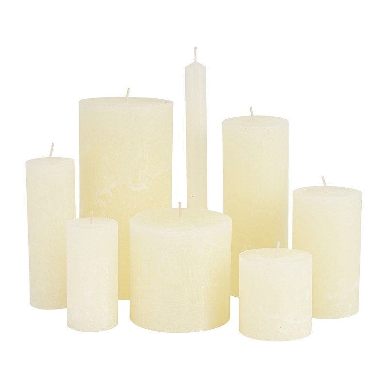 Kaars rustiek - ivoor - ø15x5 cm