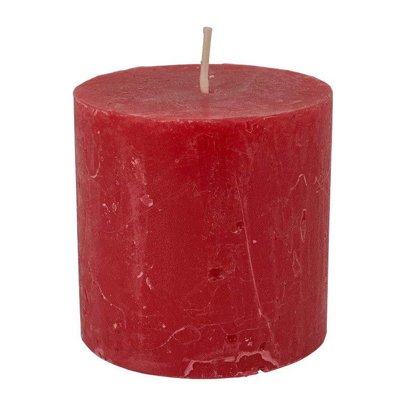 Kaars rustiek - rood - ø7x7 cm 