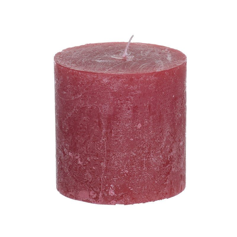 Kaars rustiek - rood - ø7x7 cm 