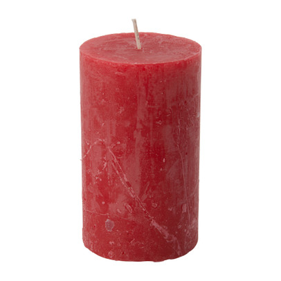 Kaars rustiek - rood - ø7x12 cm