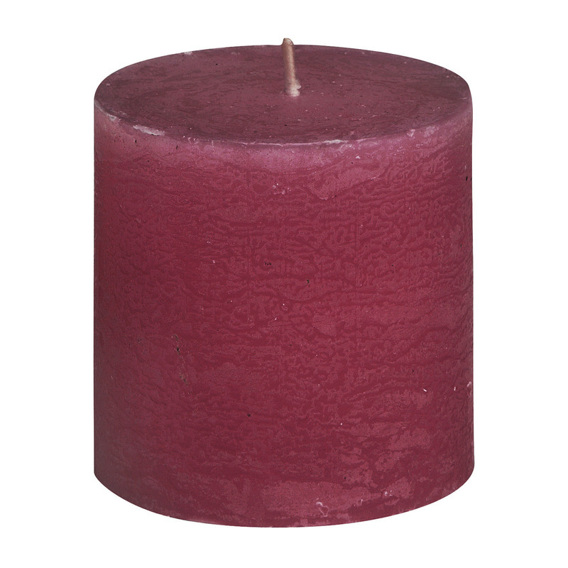 Kaars rustiek - rood - 10x10 cm