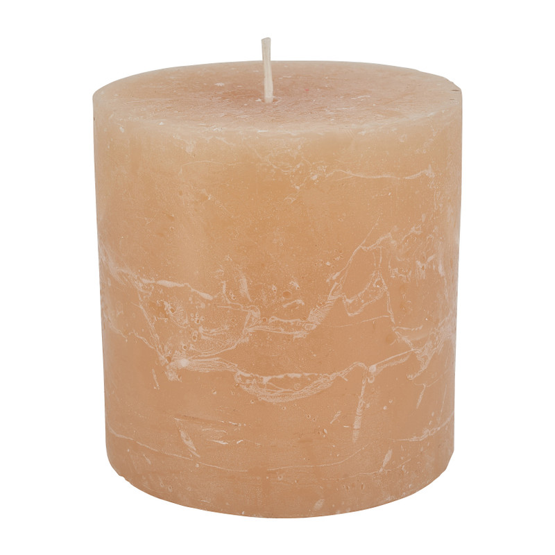 Kaars rustiek - beige - 10x10 cm 