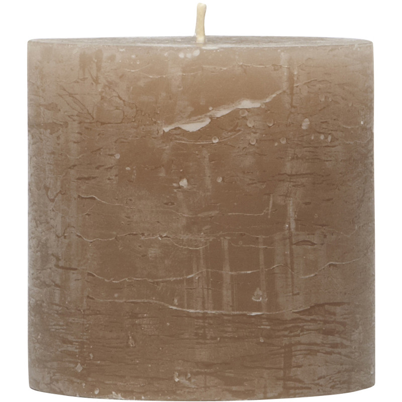Kaars rustiek - taupe - 10x10 cm