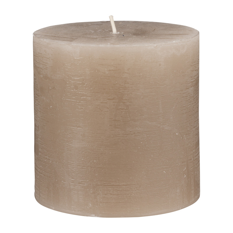 Kaars rustiek - taupe - 10x10 cm