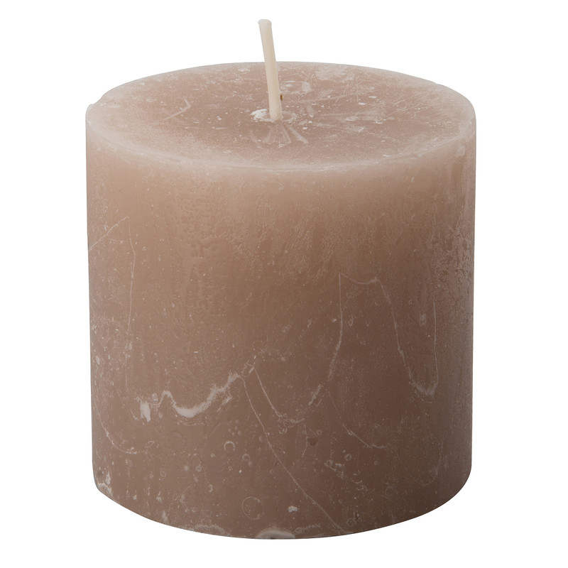 Kaars rustiek - taupe - 10x10 cm