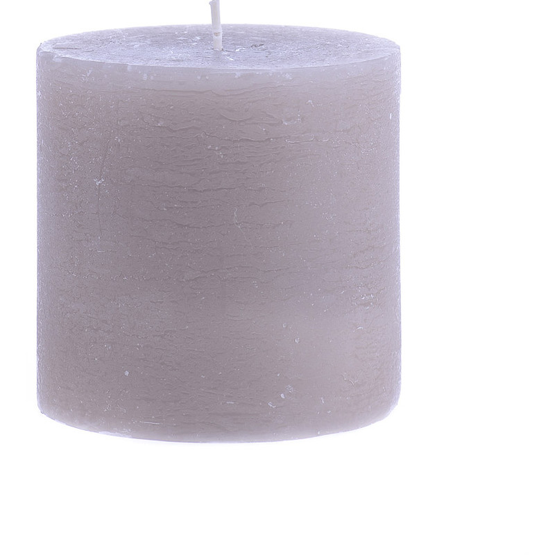 Kaars rustiek - taupe - 10x10 cm