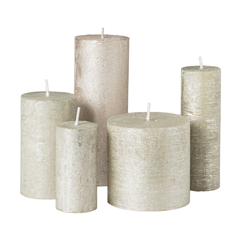 Kaars rustiek - zilver - ø5x10 cm