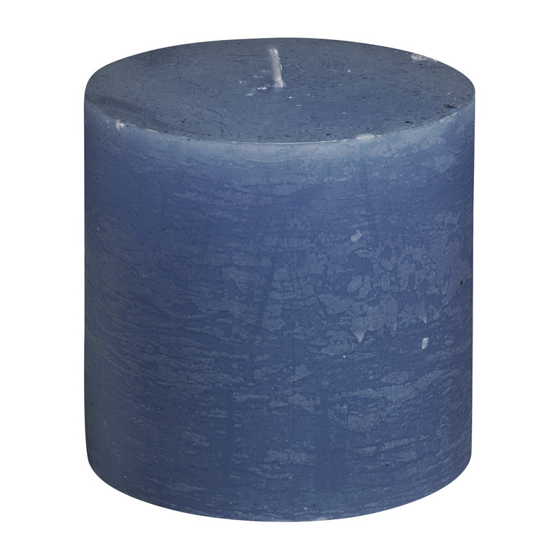 Kaars rustiek donkerblauw - 7x7 cm
