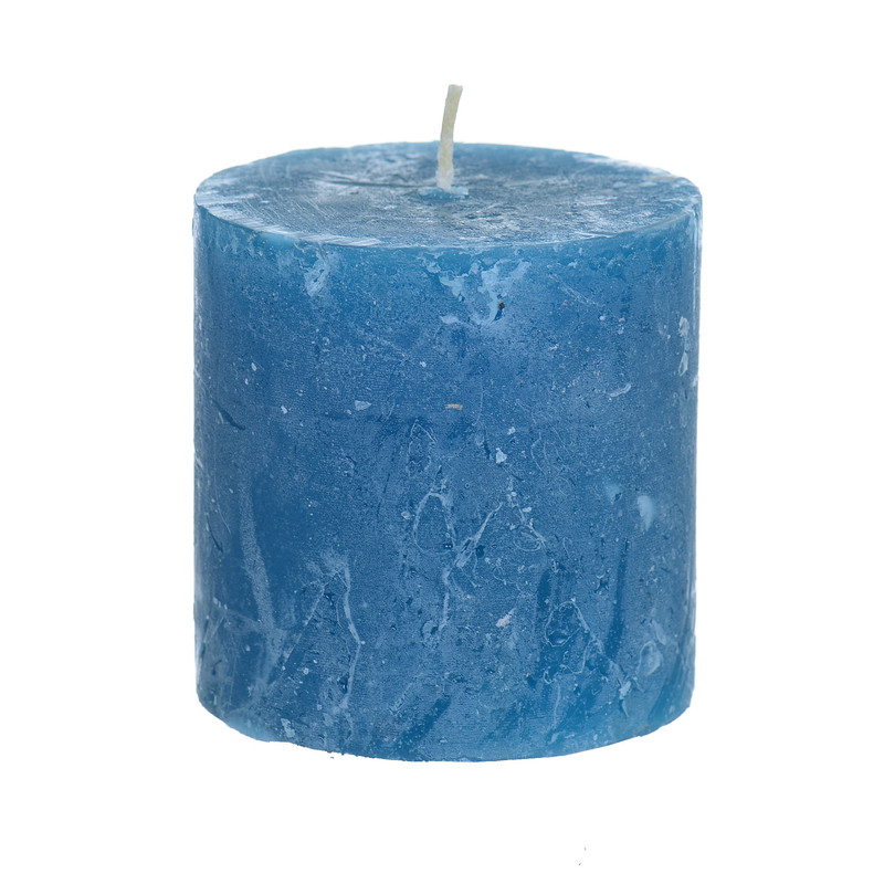 Kaars rustiek donkerblauw - 7x7 cm
