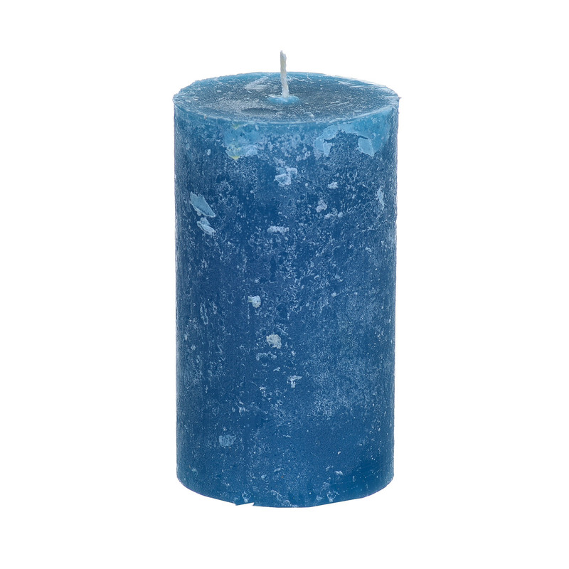 Kaars rustiek - donkerblauw - ⌀7x12 cm 