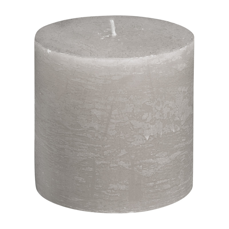 Kaars rustiek - grijs - 7x7 cm 