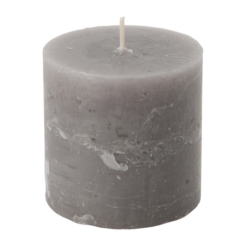 Kaars rustiek - grijs - 7x7 cm 