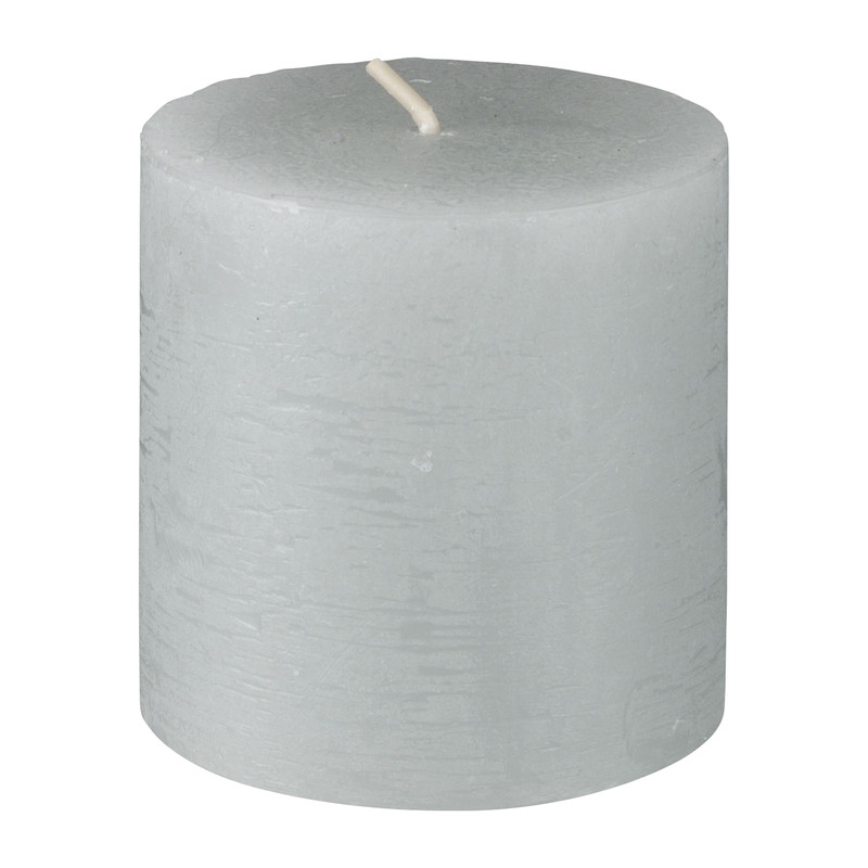 Kaars rustiek - grijs - 7x7 cm 