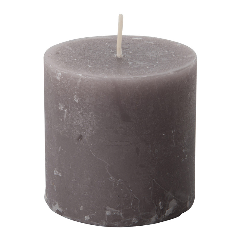 Kaars rustiek - grijs - 7x7 cm 