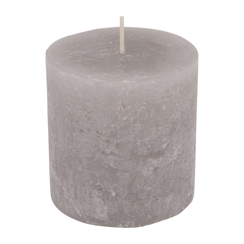 Kaars rustiek - grijs - 7x7 cm 