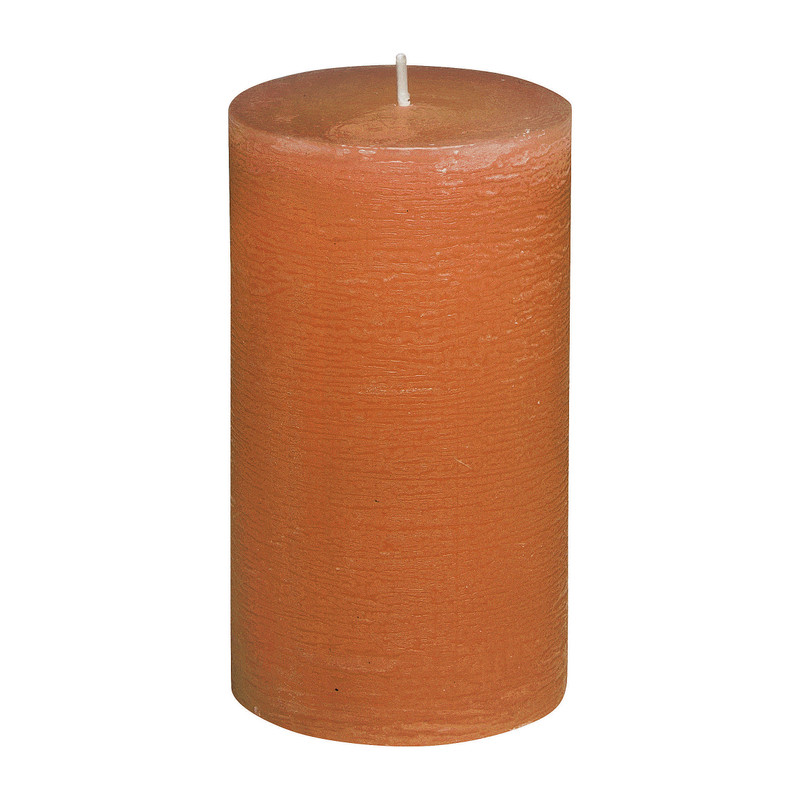 Rustiek kaars -  oranje - 7x12 cm 