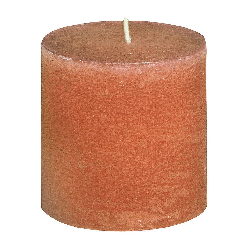 Rustiek kaars -  oranje - 10x10 cm