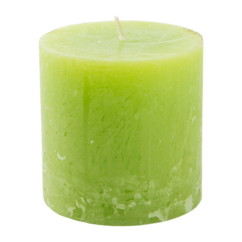 Kaars rustiek - grasgroen - 10x10 cm