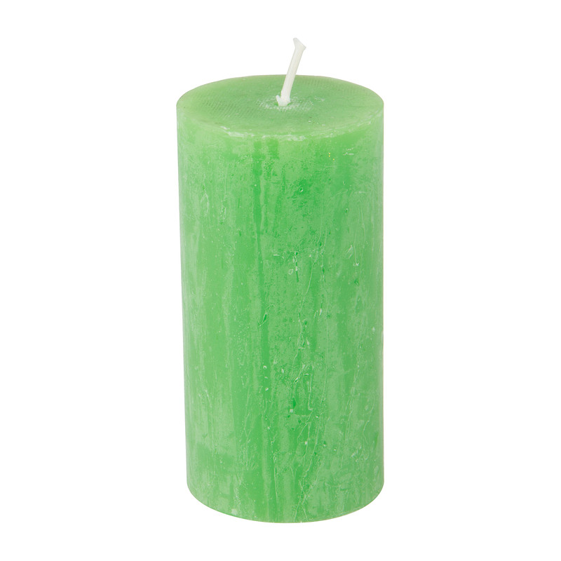 Kaars rustiek - grasgroen - 5x10 cm