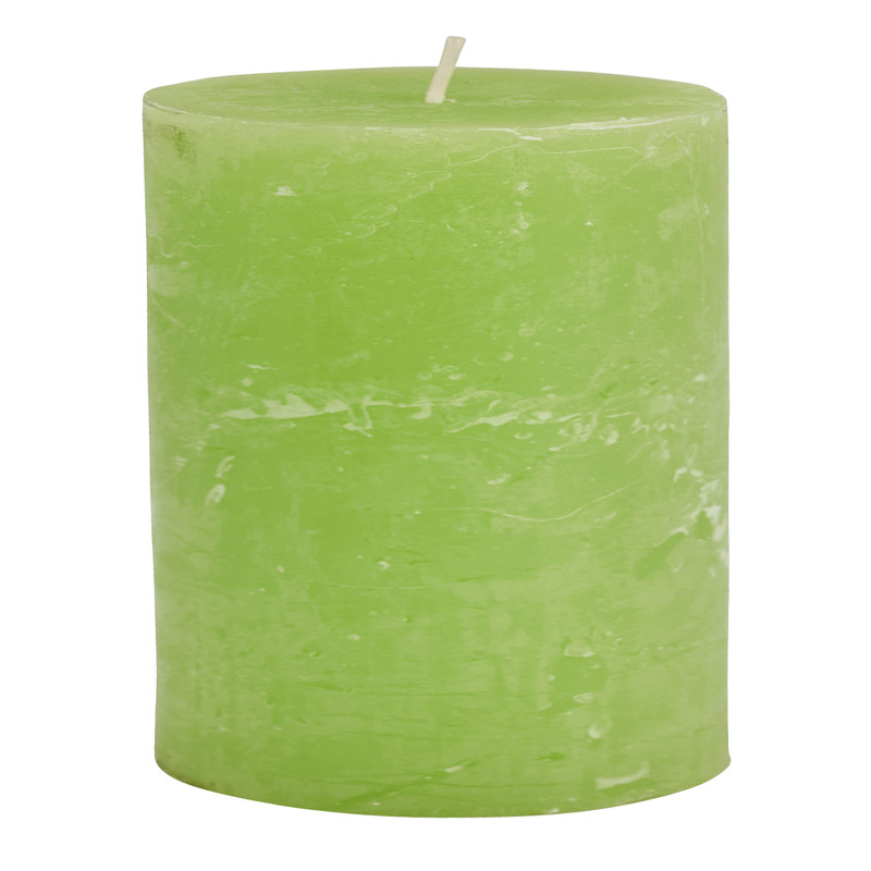 Kaars rustiek - bladgroen - 10x10 cm 
