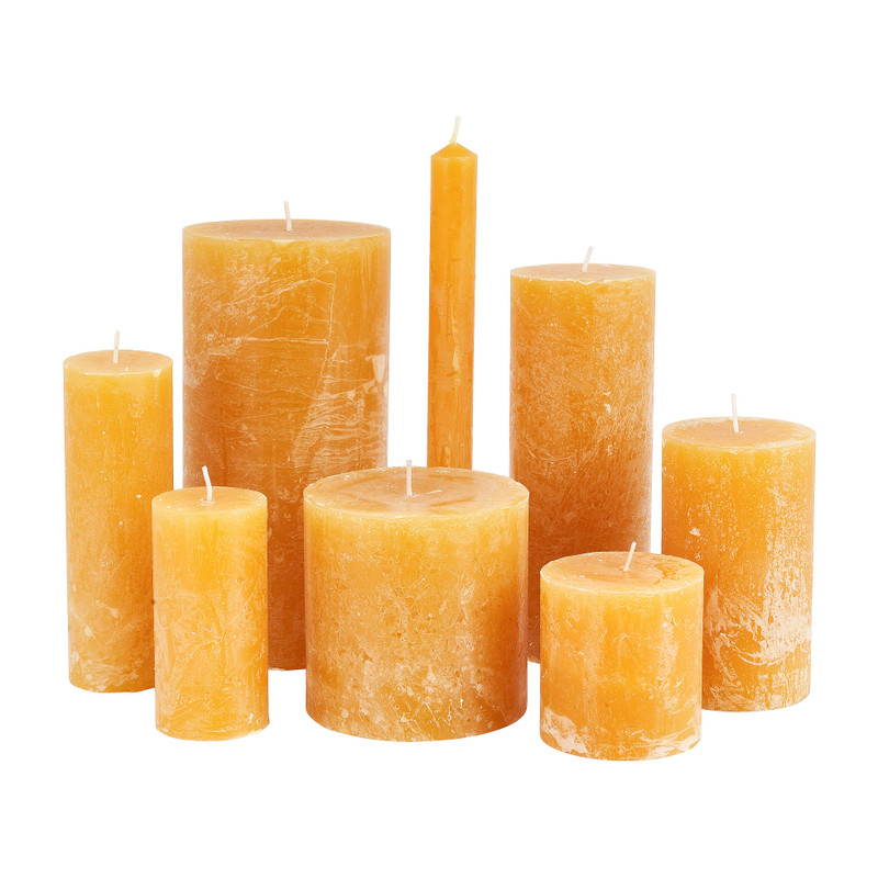 Kaars rustiek - okergeel - ø15x5 cm