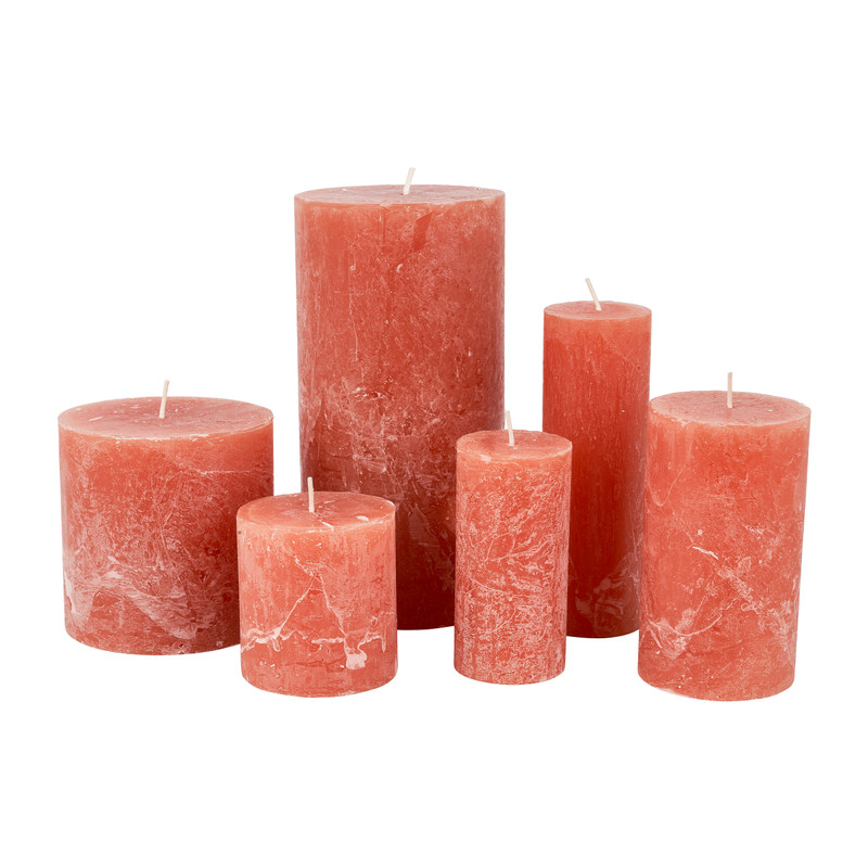 Kaars rustiek - terra - 5x15 cm