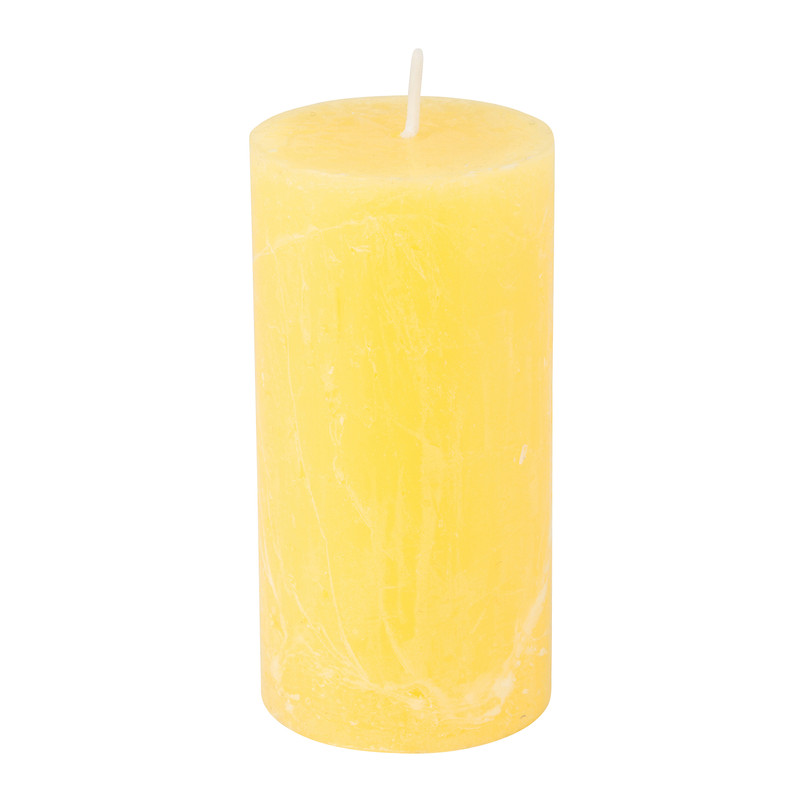 Kaars rustiek - geel - 5x10 cm