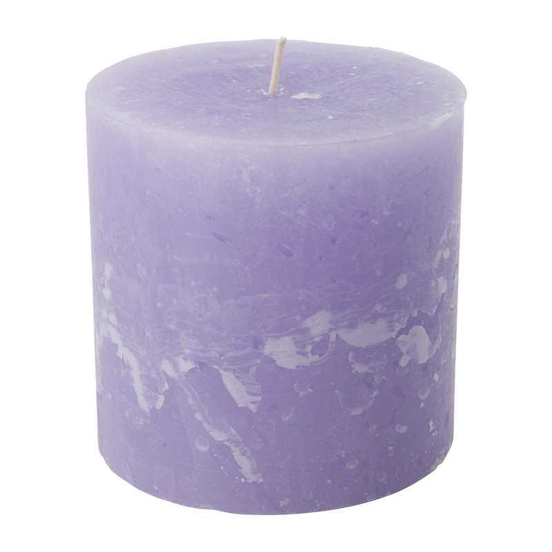 Kaars rustiek - lila -10x10 cm