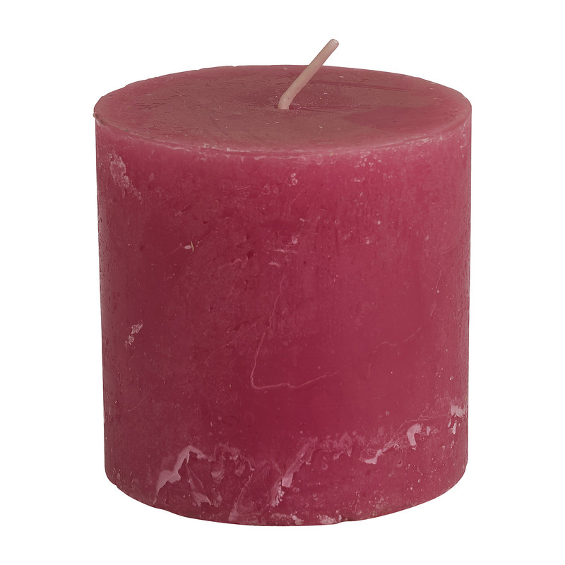Kaars rustiek - fuchsia - 7x7 cm 