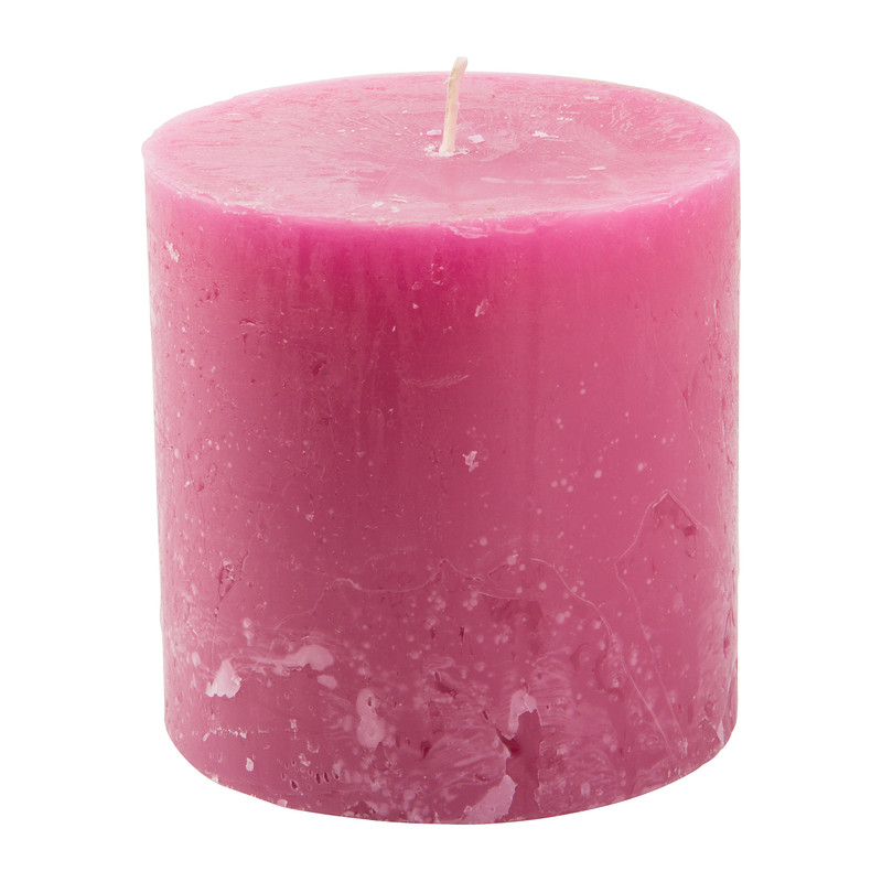 Kaars rustiek - fuchsia - 10x10 cm
