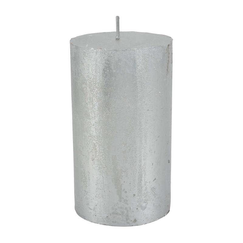 Kaars rustiek - zilver - 7x12 cm 