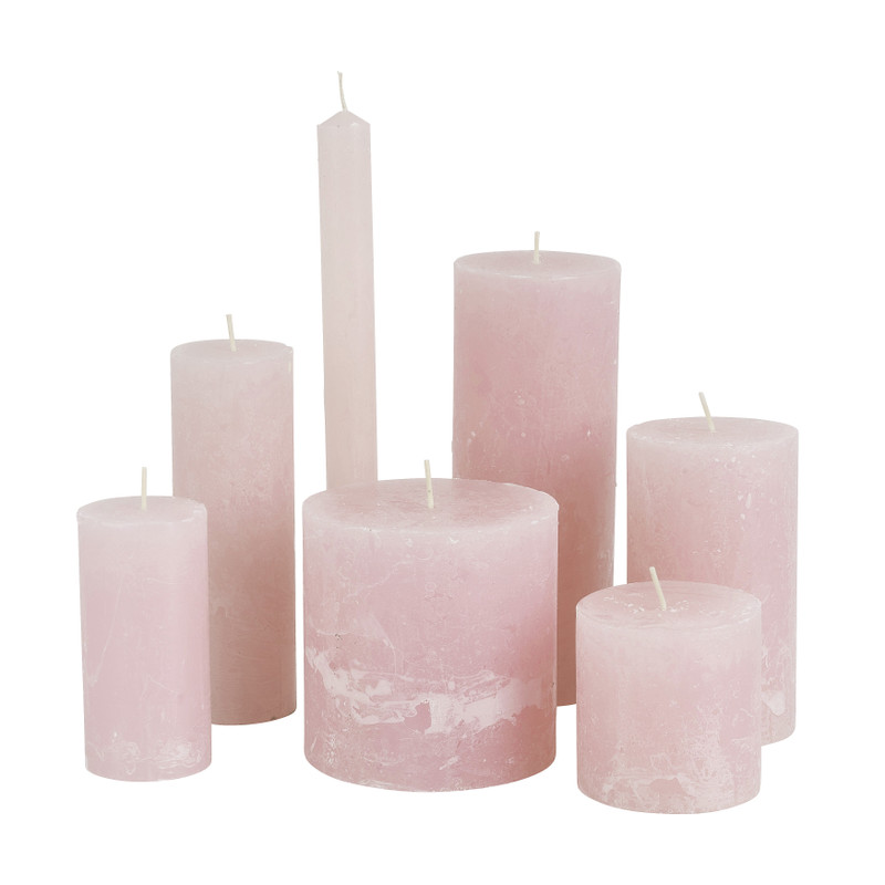 Kaars rustiek - zachtroze - ø5x10 cm